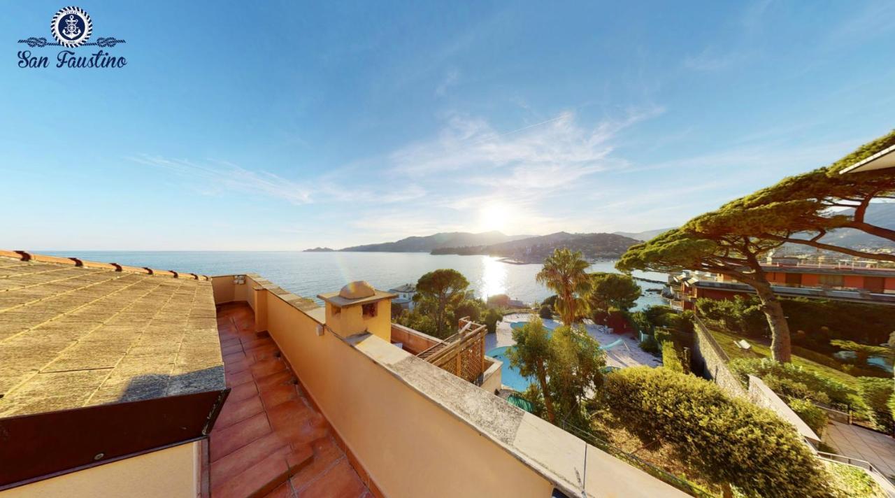 Attico San Faustino: Beachfront Villa with Panoramic Sea Views Rapallo Exterior photo